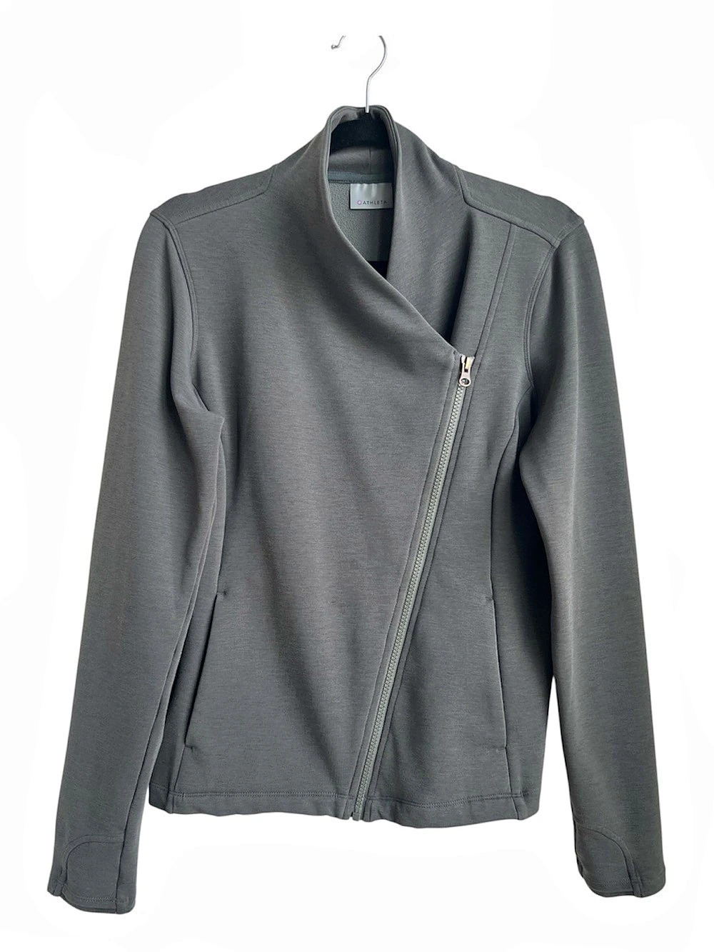 Athleta Olive Asymmetric Zip Front Jacket